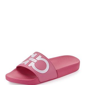 Salvatore FERRAGAMO Gancini Pool Slide Shoes Bubble Pink 10 C